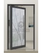 PIVOT Glass S22 - aluminium frosted pivot door with with transparent motif