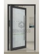PIVOT Glass S - frosted aluminium pivot door with transparent motif