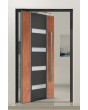 PIVOT V09 - aluminium security pivot door with wooden decor