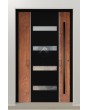PIVOT V09 - aluminium security pivot door with wooden decor