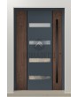 PIVOT V09 - aluminium security pivot door with wooden decor