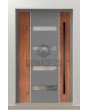 PIVOT V09 - aluminium security pivot door with wooden decor