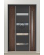 PIVOT V09 - aluminium security pivot door with wooden decor
