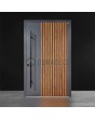Anthracite aluminium exterior door with vertical slats made of aluminium profiles
