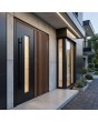 Black aluminium pivot door with vertical slats made of aluminium profiles