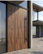 aluminium pivot door with Walnut High Pressure Laminate
