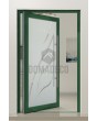 PIVOT Glass S11 - aluminium frosted pivot door with transparent decor