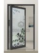 PIVOT Glass S12 - aluminium frosted pivot door with with transparent decor