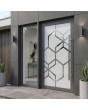Anthracite aluminium security frosted door with transparent decor
