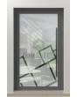 PIVOT Glass S14 - aluminium frosted pivot door with with transparent decor