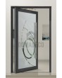 PIVOT Glass S16 - aluminium frosted pivot door with with transparent decor