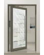 PIVOT Glass S20 - aluminum frosted pivot door with with transparent motif