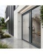 Anthracite aluminium front door milk with transparent adress
