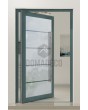 PIVOT Glass S4 - aluminium frosted pivot door with four transparent stripe
