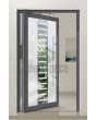 PIVOT Glass S6 - aluminium frosted pivot door with with transparent decor