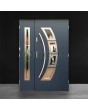 Dark anthracite  stainless steel front door with one side panel