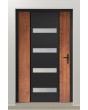 PIVOT V09 - aluminium security pivot door with wooden decor