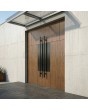 double aluminium front door with walnut wooden texture and black decor