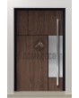 LIM V35 - aluminium wooden texture front door with decor
