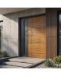 Atntracite aluminium front door with wooden decor