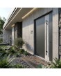 Dark anthracite aluminium front door covered with white rock stone texture