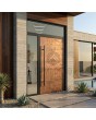 V53 rust aluminium door with left and top glass panel