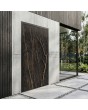 Aluminium hinged door covered with Noir Desir sintered quartz