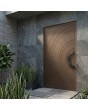 brown aluminium pivot entry door with milled pattern