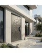 Anthracite aluminium hinged front door with milled pattern