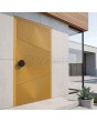 Yellow pivot front door with milled pattern