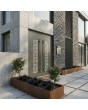 Olive gray aluminium double front door decorative glass