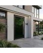 front aluminium door with green Painted Glass Lacobel 