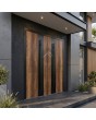 aluminium wood-like double entry door covered Barrique Oak High Pressure Laminate