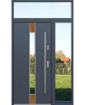 custom configuration - Fargo door with right and top sidelight (view from the outside)