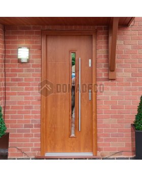 Golden oak high security steel entrance door for home