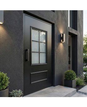 Black glazed traditional aluminium door