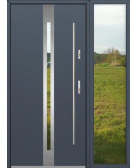 Aluminum & Stainless steel Front entry door with right glass panel