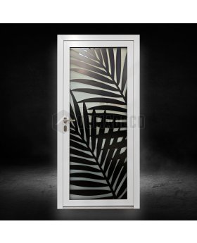 White glass aluminium door with black decorative panel