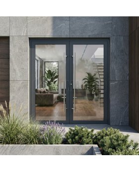 Anthracite double security fully glazed aluminum front door