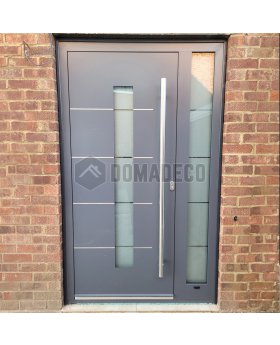 Aluminum anthracite LIM hinged door with right sidelight