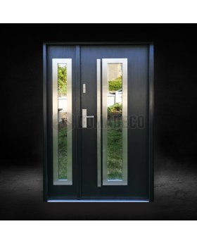 Dark anthracite residential entry steel door with glass