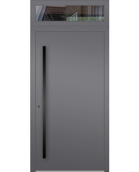 Aluminium hinged LIM door with top glass panel