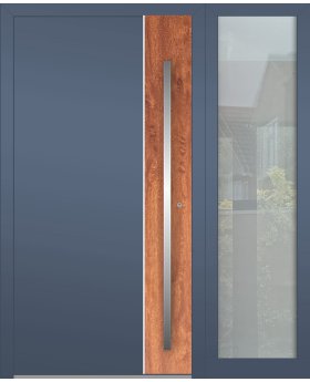 Aluminium LIM hinged door with right sidelight (view from the outside) 