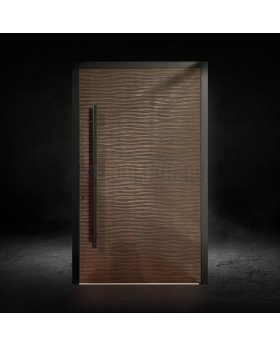 aluminium front entry hinged door with texture of milled metal