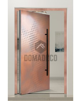 PIVOT M17 - aluminium pivot entry door with copper texture of milled metal