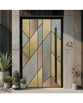 Black Aluminium hinged entry door coated with different color of liquid metal