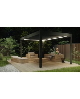 Freestanding bioclimatic waterproof aluminium pergola with retractable roof