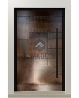 PIVOT M23 - aluminium pivot door with squareds in liquid metal