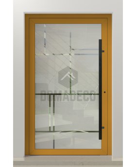 LIM Glass S17 -  aluminium front door milk with transparent decor