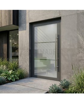 Anthracite frosted main door with two transparent stripe